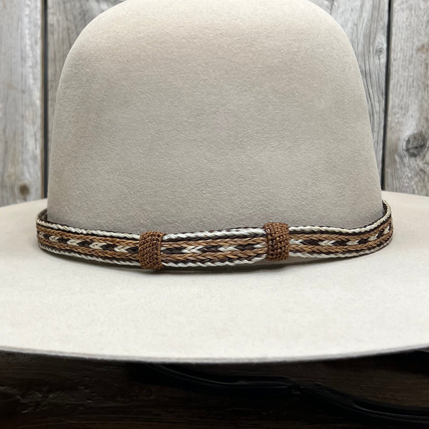 Hat Band | Horsehair 5 Strand w/ Sorrel Knots Sorrel/Dark Brown/White