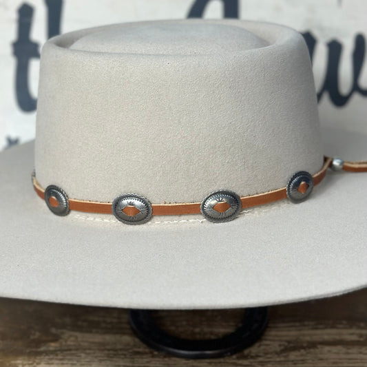 Hatband LC-102A |  Leather w/ Concho and Tie