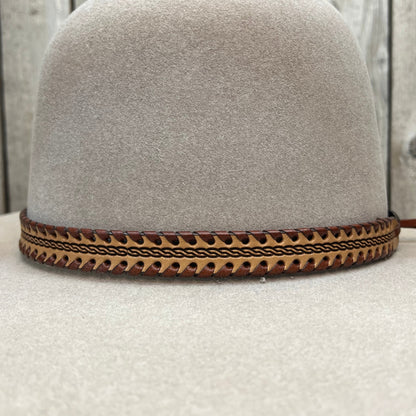 Hatband HB76-4 | 3/4" Tan Leather w/ Brown Whipstitch