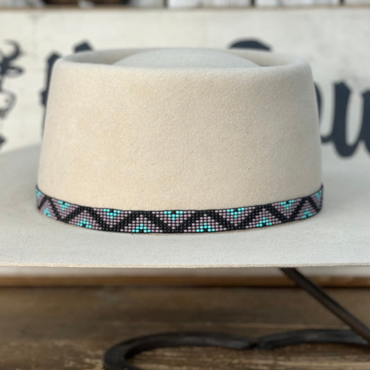 Hatband B1-R | 7 Row Stretch Black/Turquoise/Lavender FINAL SALE, NOT RETURNABLE