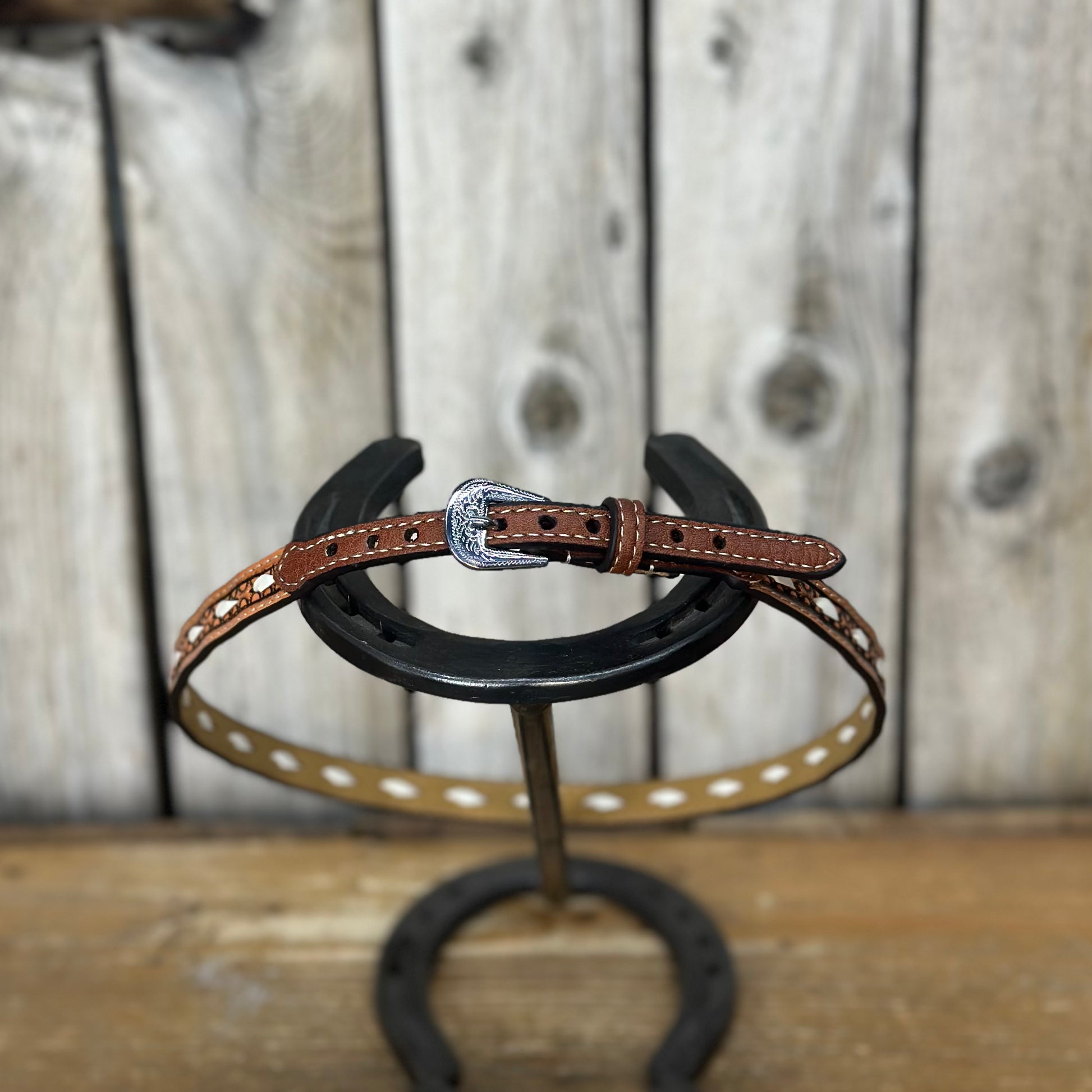 Hat Band | 1/2"  Leather w/ Ivory Lacing