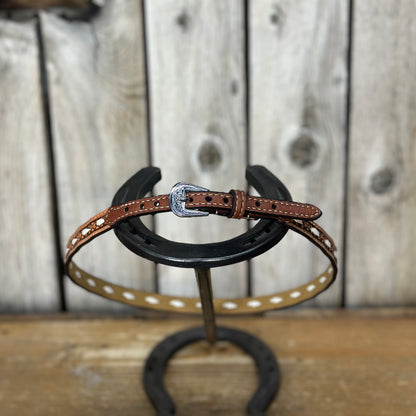 Hat Band | 1/2"  Leather w/ Ivory Lacing