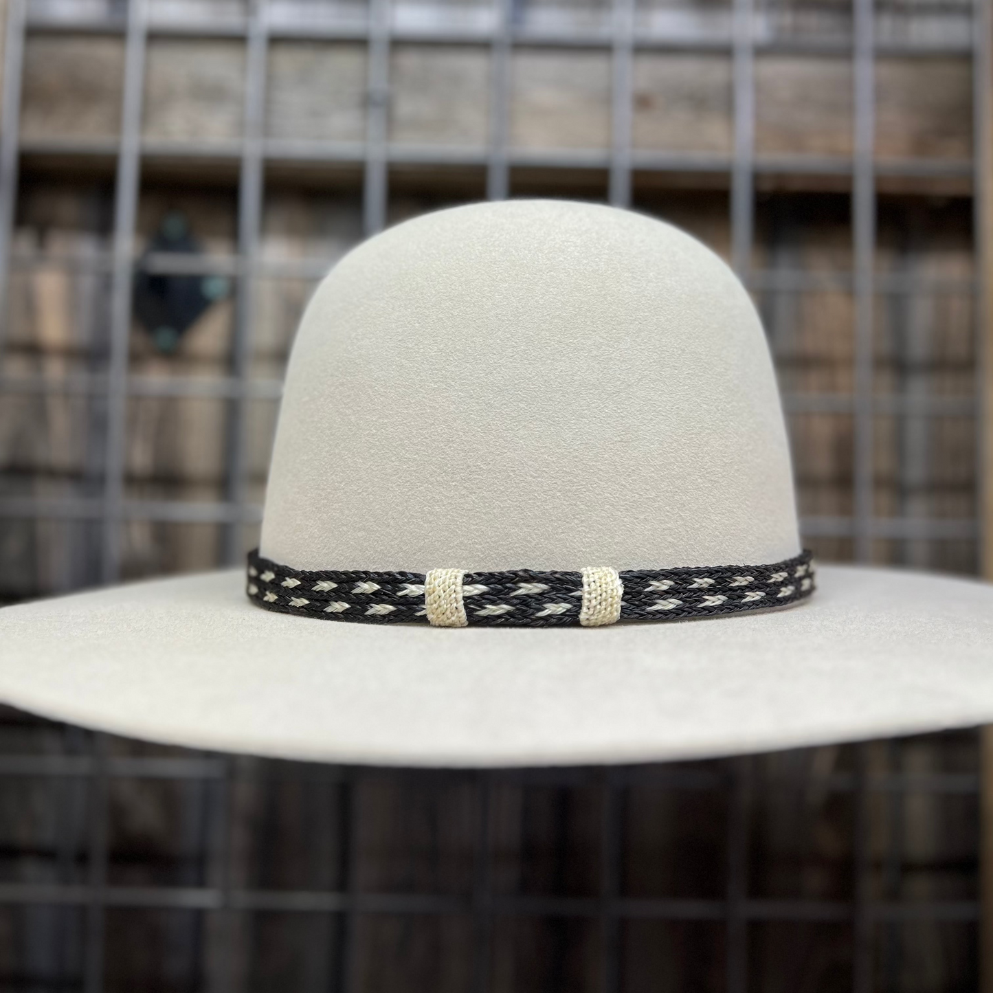 Hat Band | Horsehair 5 Strand w/ White Knots BLK/WHT