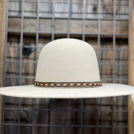 Hat Band | Horsehair 5 Strand w/ White Knots - Sorrel Black & White