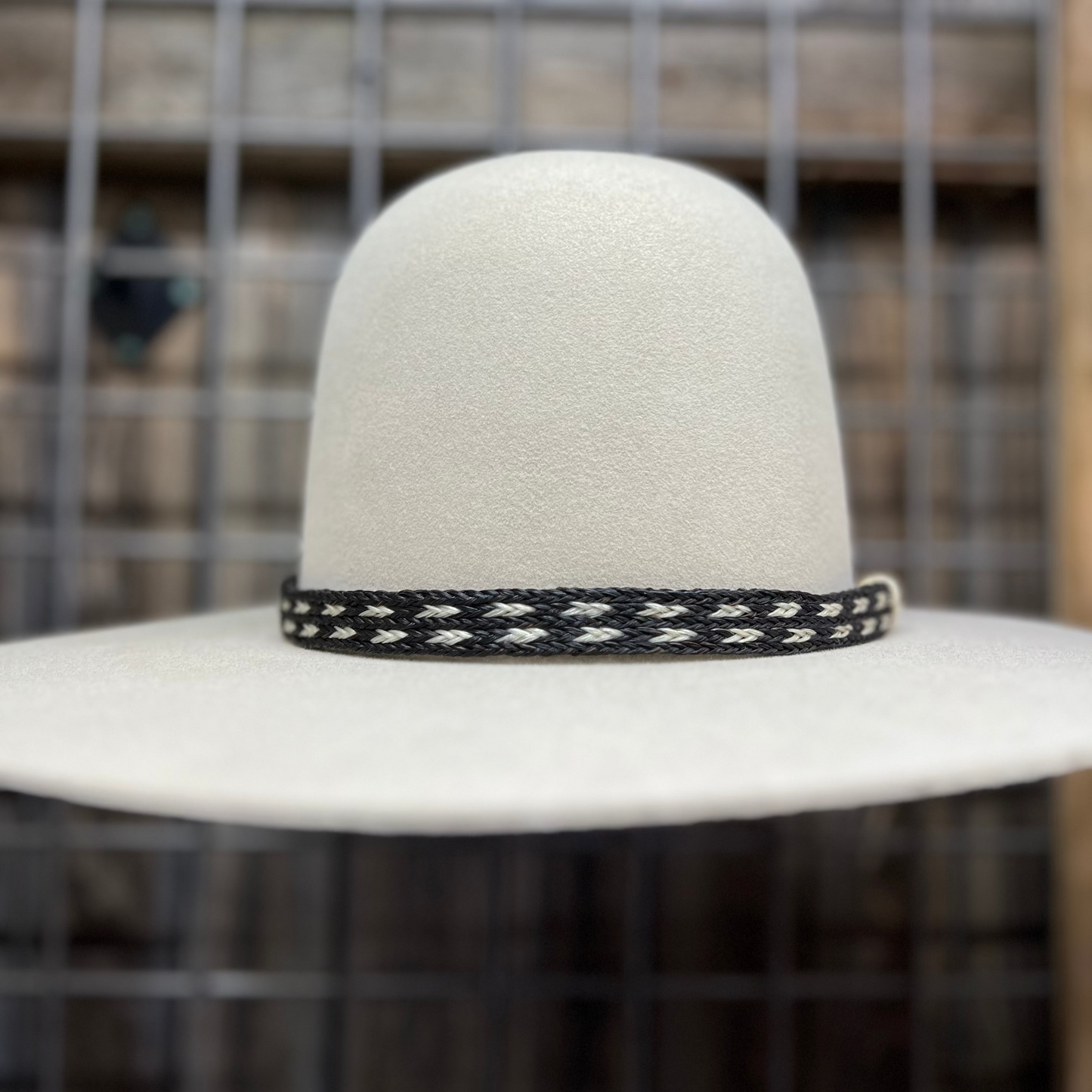 Hat Band | Horsehair 5 Strand w/ White Knots BLK/WHT