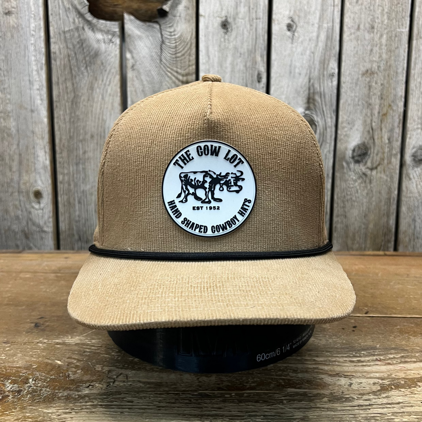 Corduroy Ball Cap | Camel and Black Rope | Fits Up to 7 7/8