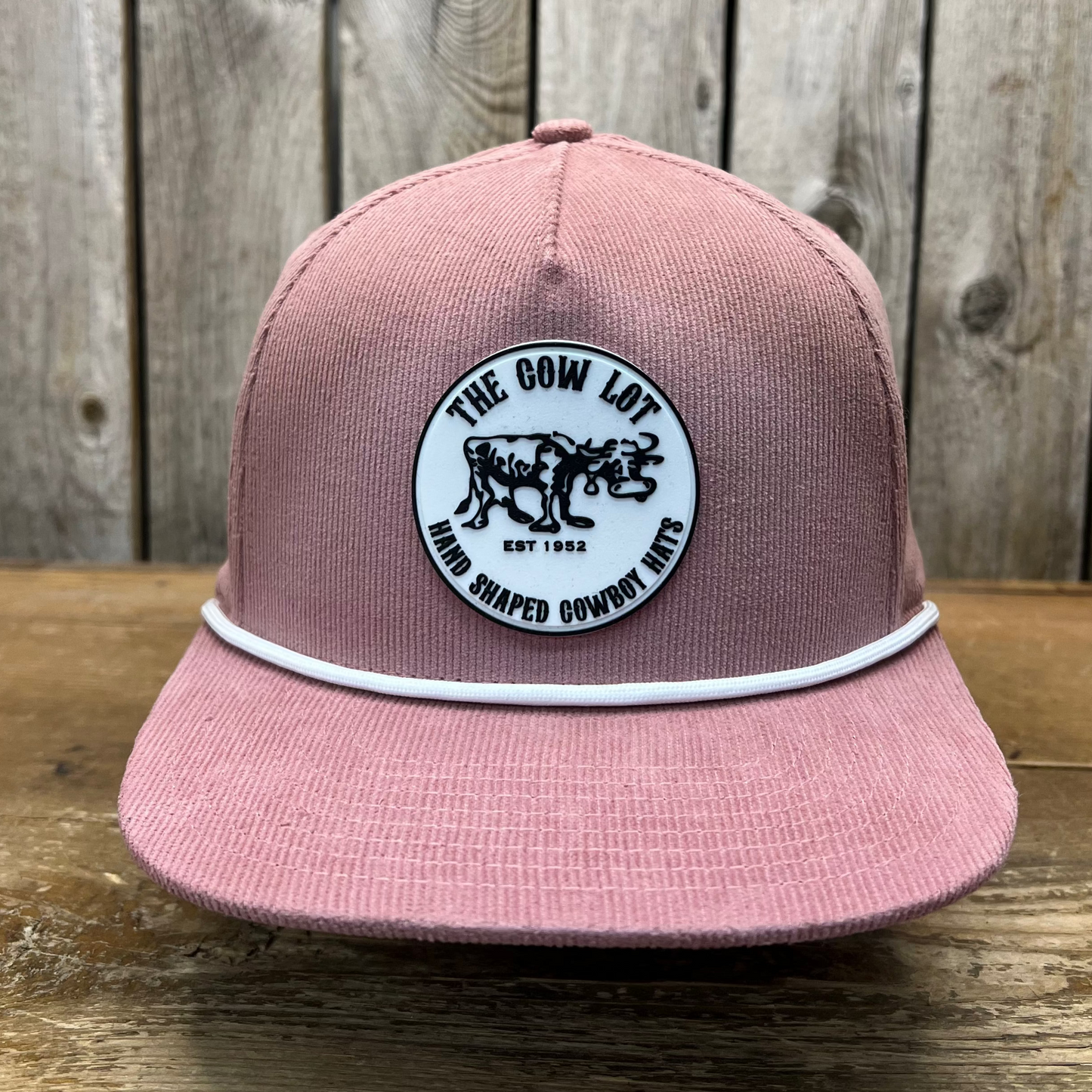 Corduroy Ball Cap | Rose Gold and White Rope | Fits Up to 7 7/8