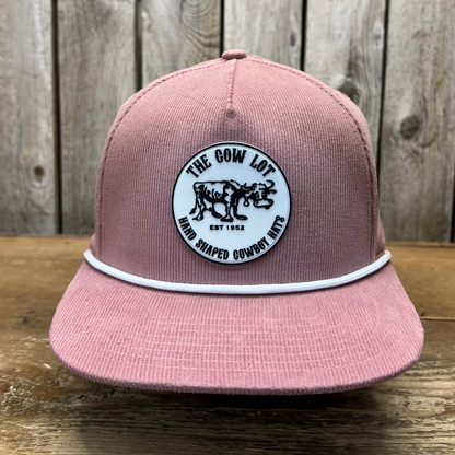 Corduroy Ball Cap | Rose Gold and White Rope | Fits Up to 7 7/8