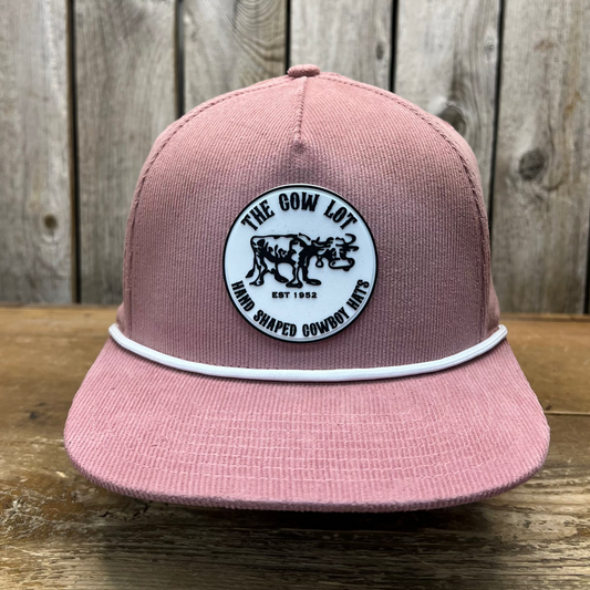 Corduroy Ball Cap | Rose Gold and White Rope | Fits Up to 7 7/8