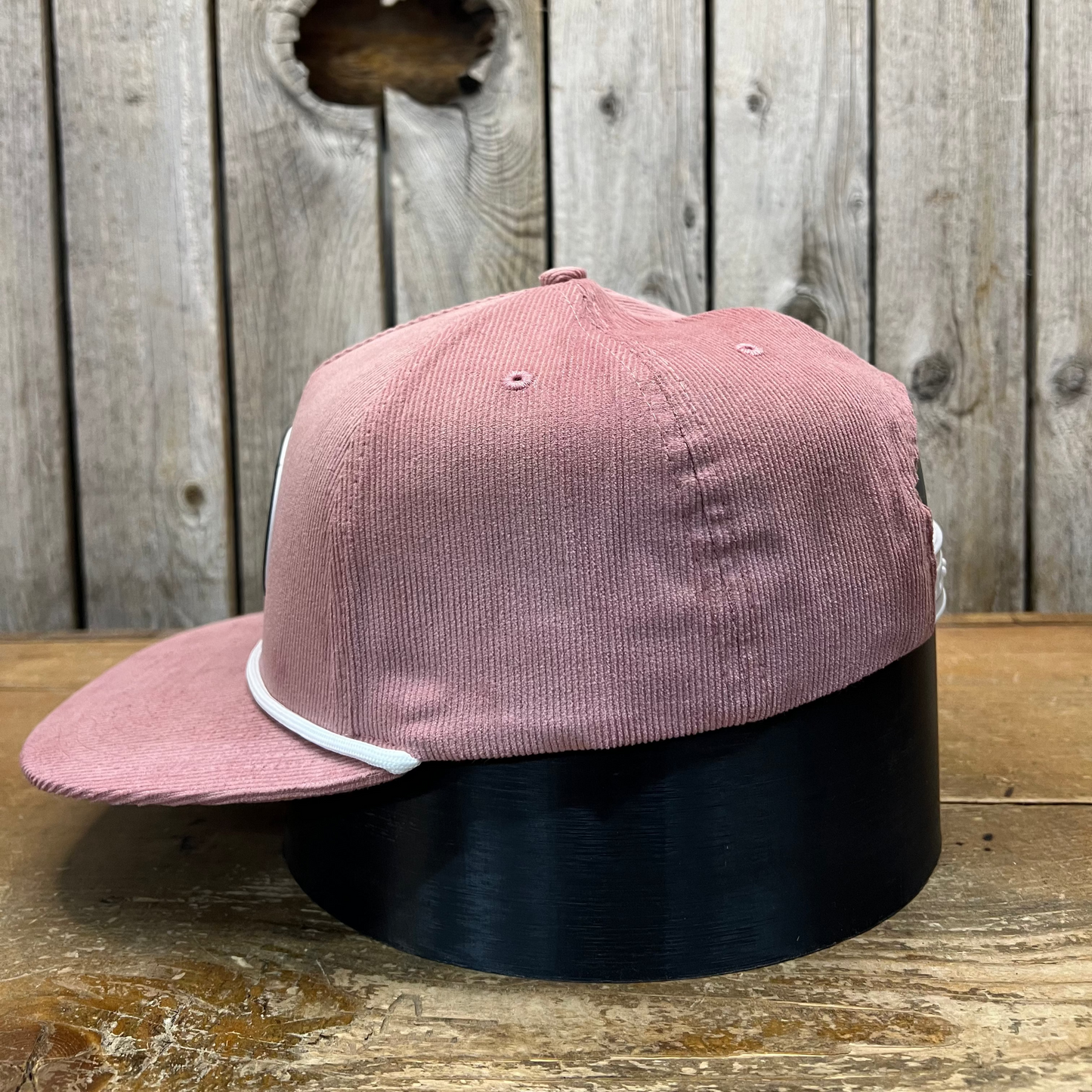 Corduroy Ball Cap | Rose Gold and White Rope | Fits Up to 7 7/8