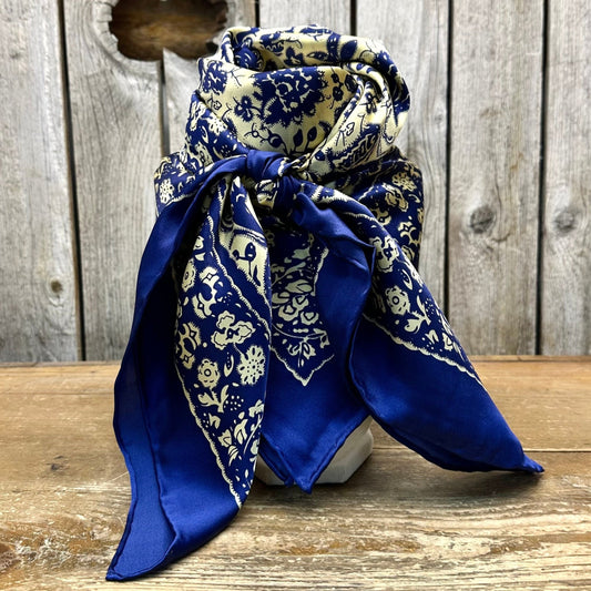 Wild Rag Satin Royal| Navy & Gold