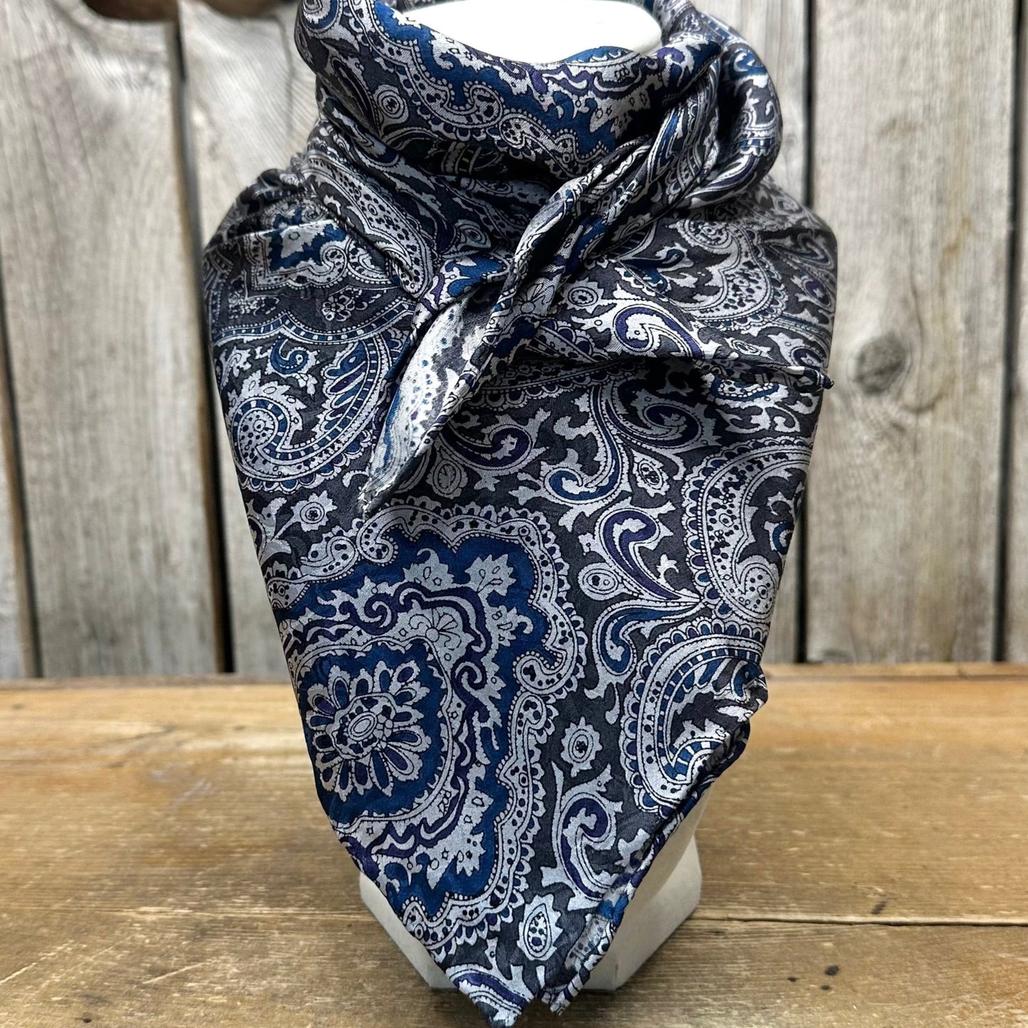 Wild Rag Paisley Blue Silver 20"