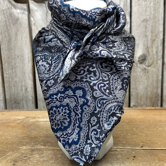 Wild Rag Paisley Blue Silver 20"