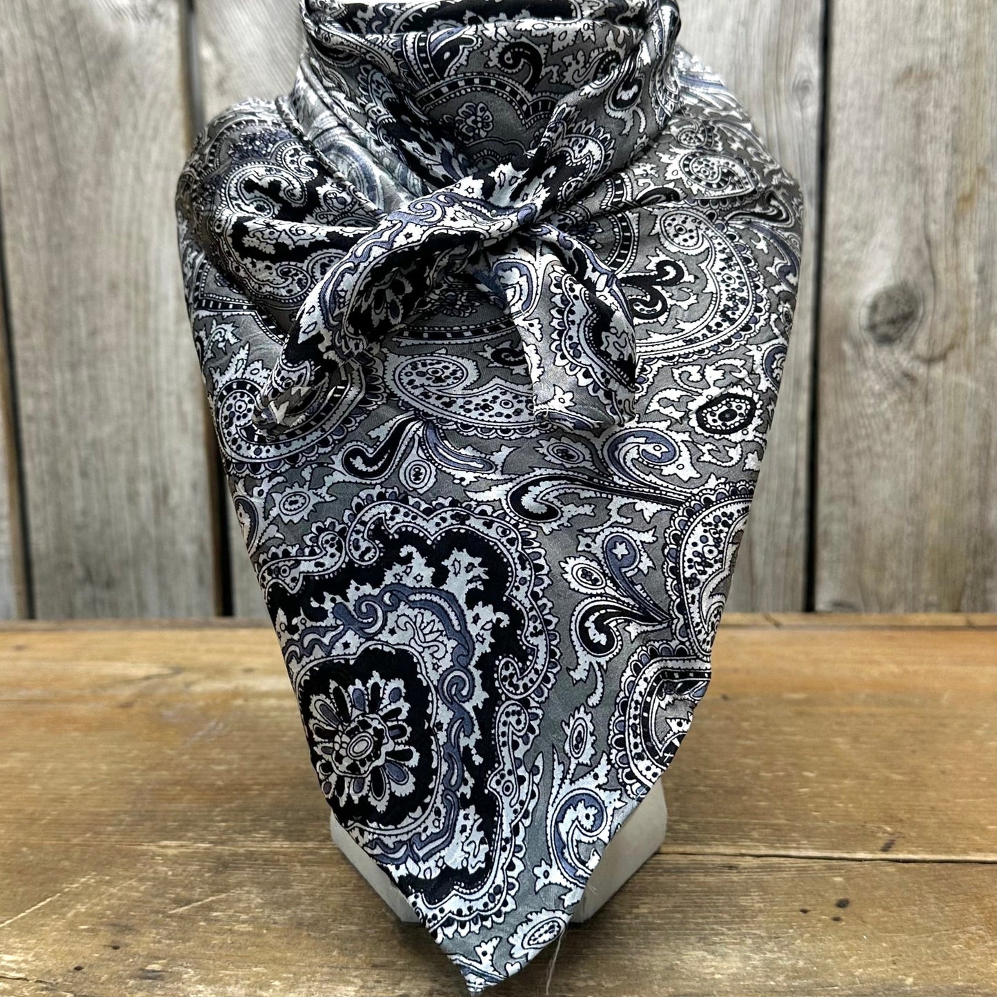 Wild Rag Paisley Silver Black 20"