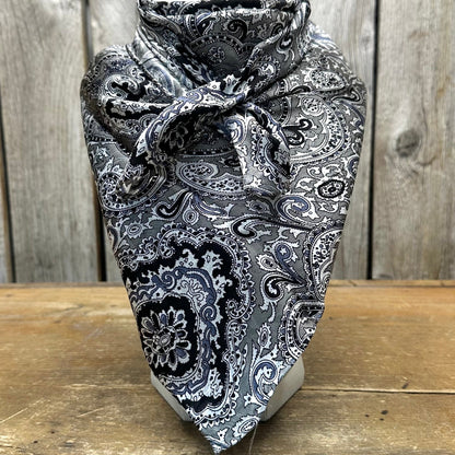 Wild Rag Paisley Silver Black 20"