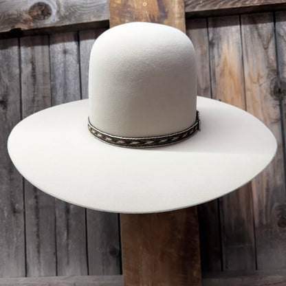 Hat Band | Horsehair 5 Strand w/ Buckle and Concho Ivory/Dark Brown/Light Brown