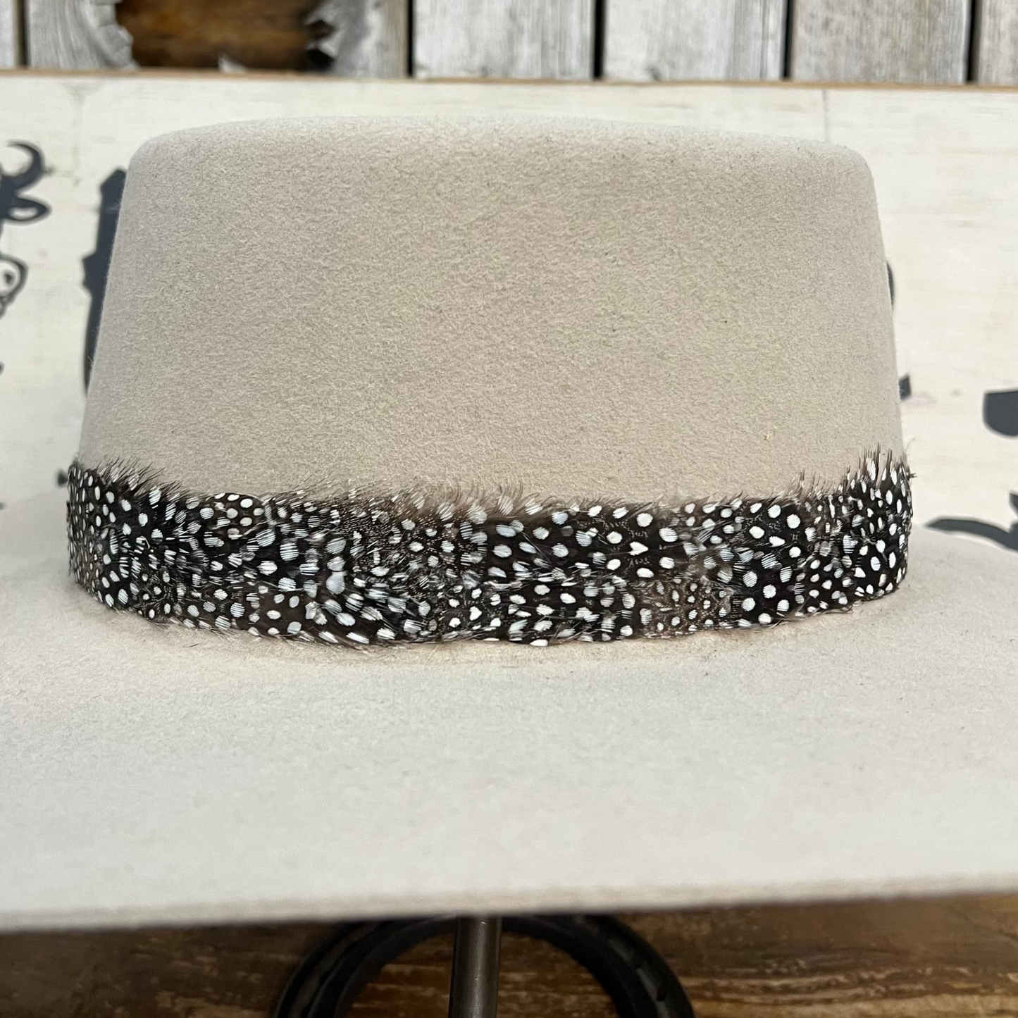 Hat Band | Feather Polka Dot Black/White Straight