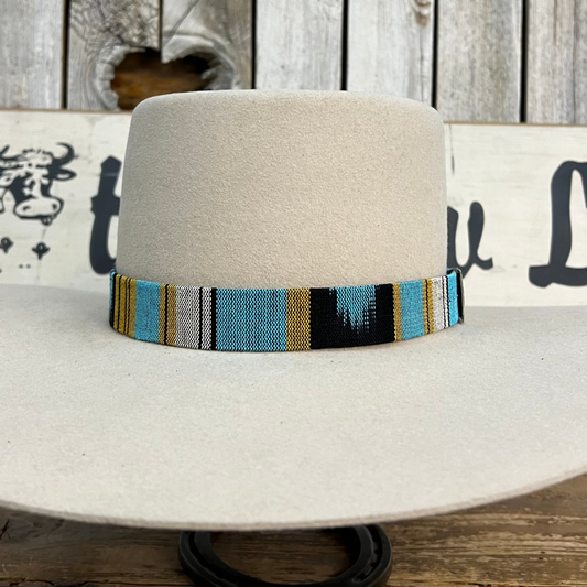 Hatband HB32-14 | 1" Tapestry w/ Side Turquoise/Sunflower/Black w/ Side Concho FINAL SALE, NOT RETURNABLE