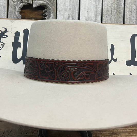 Cinta para el sombrero HB75-TN | 1 1/4" Cuero Tallado Tan