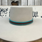 Hatband HB76-7 | 3/4" Brown Leather w/ Turquoise Whipstitch