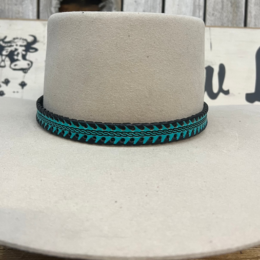 Hatband HB76-6 | 3/4" Turquoise Leather w/ Black Whipstitch FINAL SALE, NOT RETURNABLE
