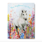 Thank You Card | White Horse Running in Bright Flowers