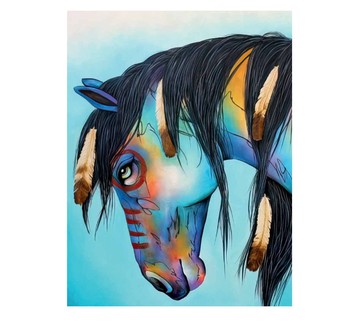 Note Card| Painted horse bowing head – The Cow Lot