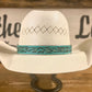 Hatband HB73-TQ | 1" Leather Carved Turquoise