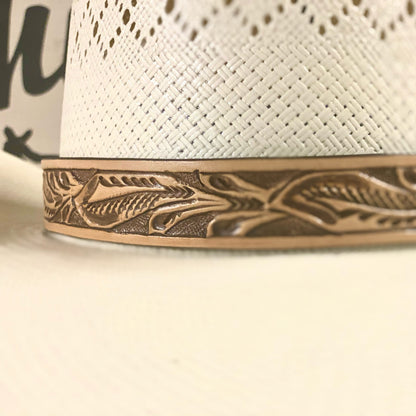 Hatband HB73-TN |  1" Leather Carved Tan