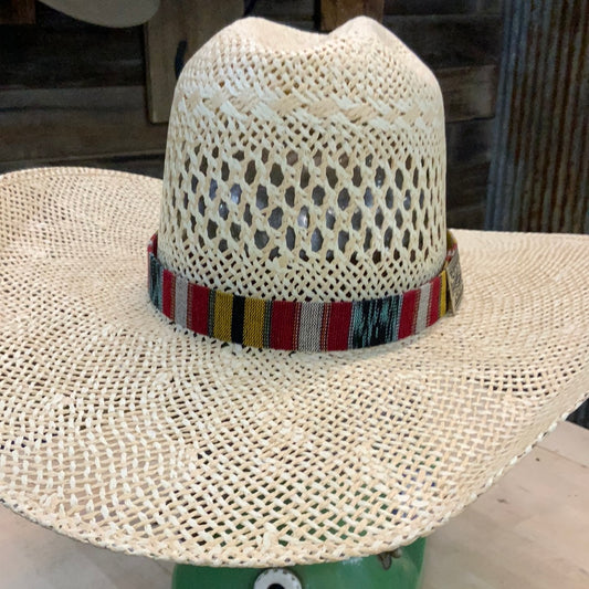 Hatband HB32-12 | 1" Tapestry w/ Side Concho Rust/Turquoise FINAL SALE, NOT RETURNABLE