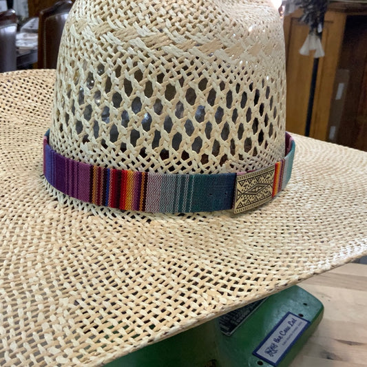 Cinta para el sombrero HB32-05 | Tapiz de 1" con Concho Lateral Rosa/Morado