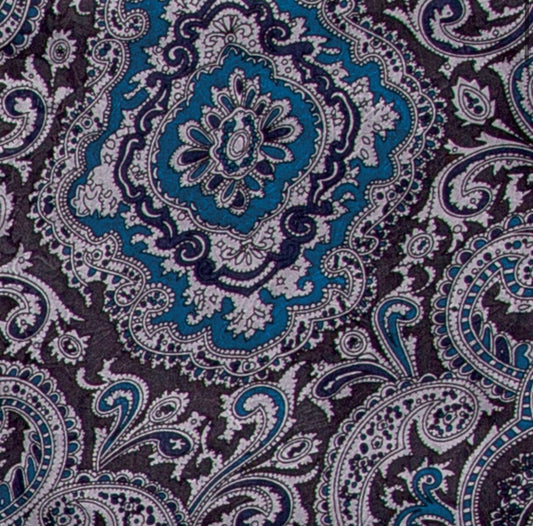 Wild Rag Paisley Blue Silver 20"