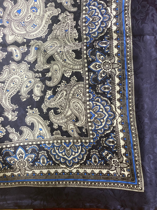 Wild Rag Paisley Silver Cobalt 20"